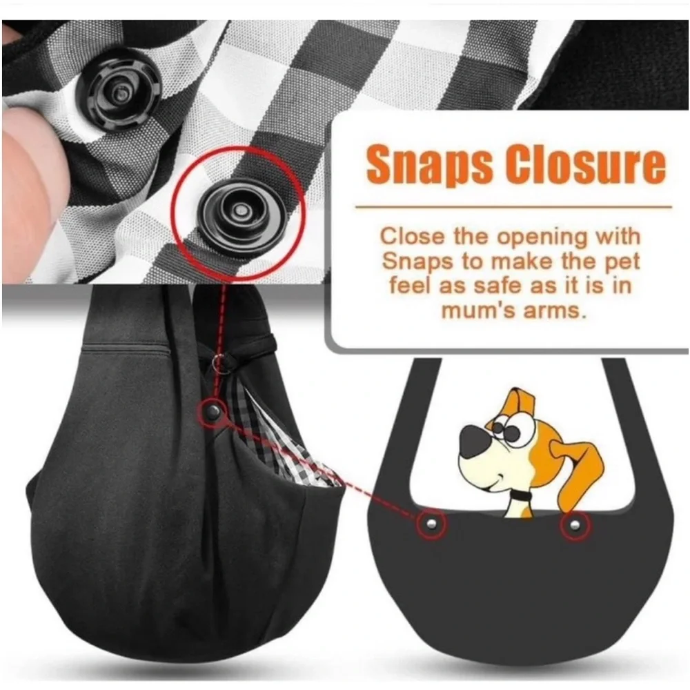 TOMKAS Small Animal Carrier Sling Pocket Adjustable Black